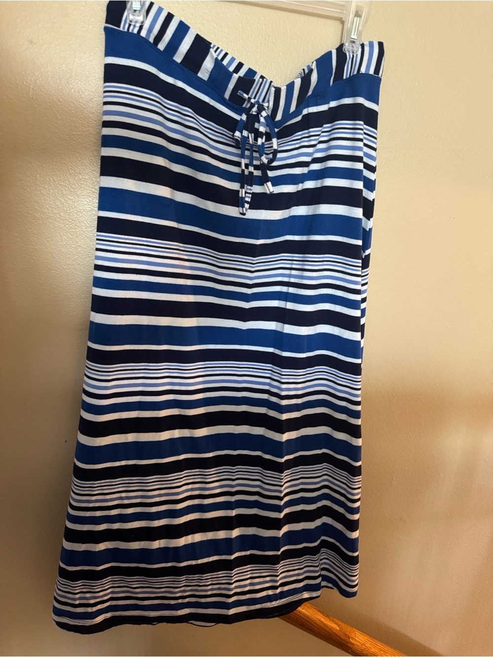 Roz & Ali Blue and White Striped Maxi Skirt